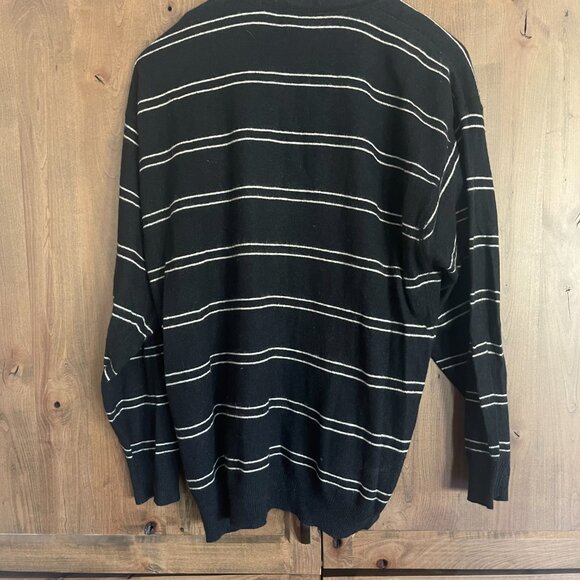 Tommy Hilfiger Mens Black Silk Angora Striped Cardigan Sweater Long Sleeve - L - Picture 4 of 7